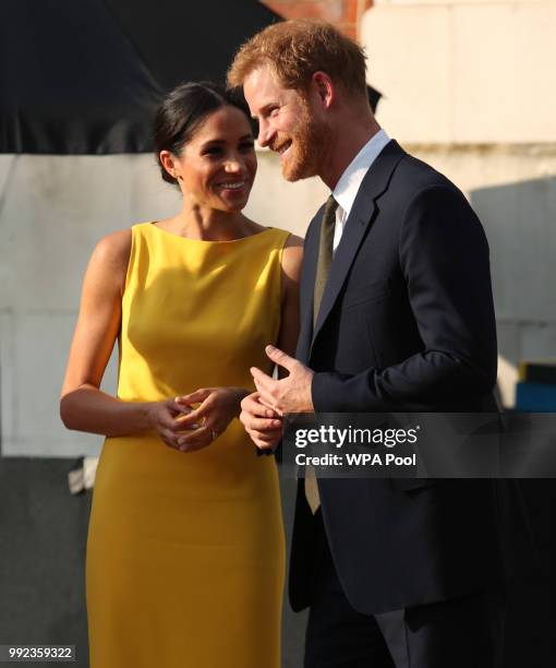 Prince Harry, Duke of Sussex and Meghan, Duchess of Sussex attend the Your Commonwealth Youth Challenge reception at Marlborough House on July 05,...