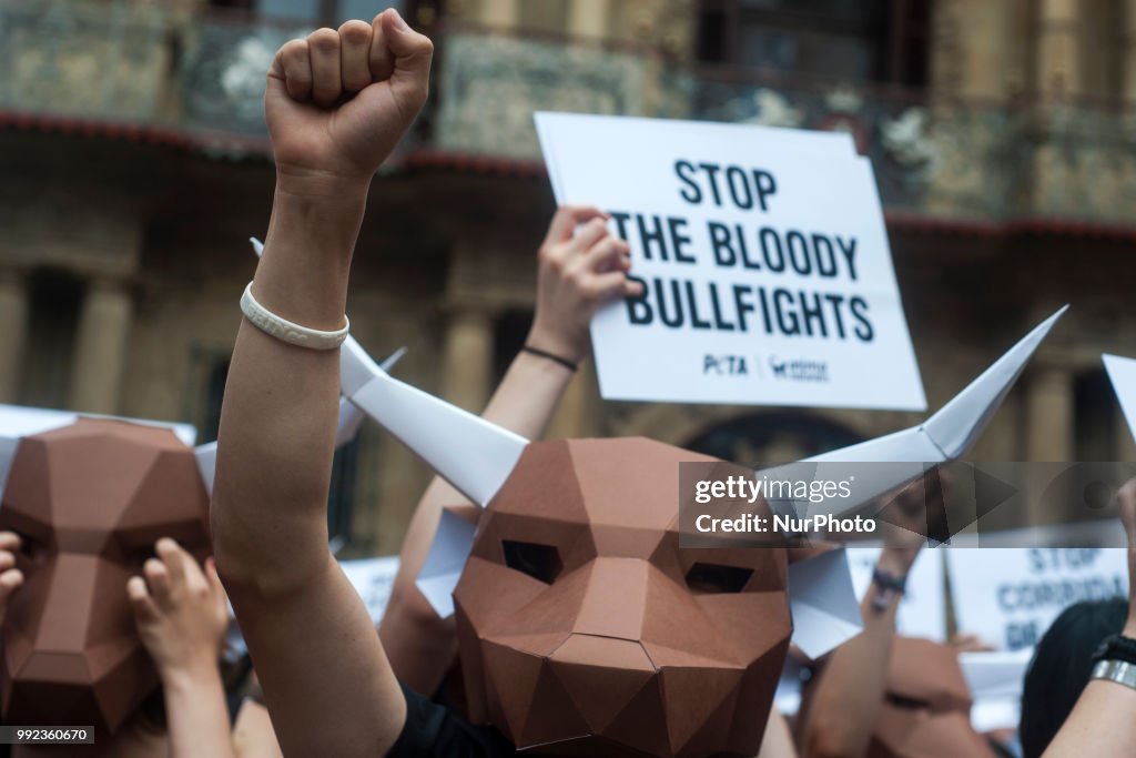 Protest against animal cruelty before San Fermin celebrations in Pamplona