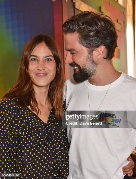 Alexa Chung and Jack Guinness attend the PRIDE celebrations with the unveiling of Spectrum Cube at The London EDITION with an installation by Gary...