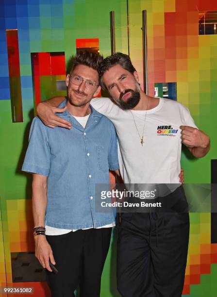 Henry Holland and Jack Guinness attend the PRIDE celebrations with the unveiling of Spectrum Cube at The London EDITION with an installation by Gary...