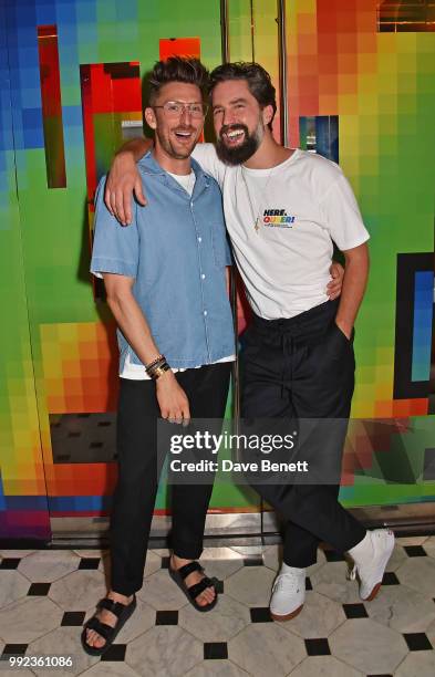 Henry Holland and Jack Guinness attend the PRIDE celebrations with the unveiling of Spectrum Cube at The London EDITION with an installation by Gary...