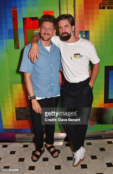 Henry Holland and Jack Guinness attend the PRIDE celebrations with the unveiling of Spectrum Cube at The London EDITION with an installation by Gary...