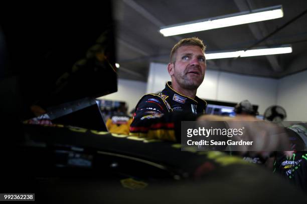 Clint Bowyer, driver of the Rush Truck Centers Ford, during practice for the Monster Energy NASCAR Cup Series Coke Zero Sugar 400 at Daytona...
