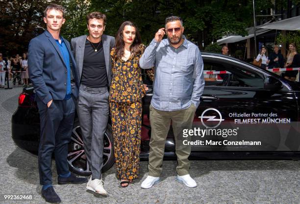 Jannis Niewoehner , Samuel Schneider, Ella Rumpf and Kida Khodr Ramadan seen at the red carpet before the premiere of the movie 'Asphaltgorillas' as...