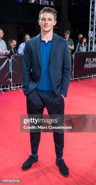 Jannis Niewoehner is seen at the red carpet before the premiere of the movie 'Asphaltgorillas' as part of the Munich Film Festival 2018 at Gasteig on...