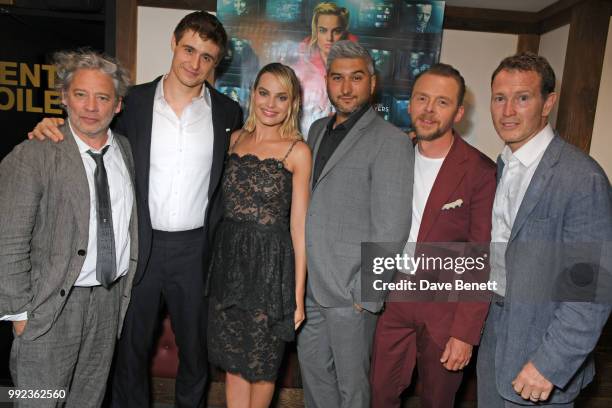 Dexter Fletcher, Max Irons, Margot Robbie, director Vaughn Stein, Simon Pegg and Nick Moran attend a special screening of "Terminal" at Prince...