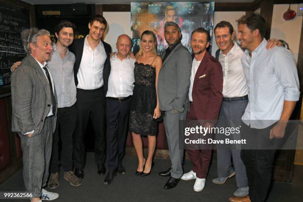 Dexter Fletcher, Josey McNamara, Max Irons, David Barron, Margot Robbie, director Vaughn Stein, Simon Pegg, Nick Moran and Tom Ackerley attend a...