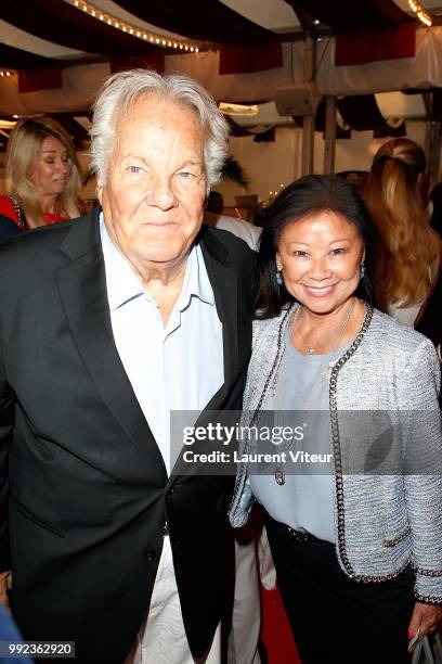 Massimo Gargia and Jeanne D'Hautesserre attend "La Femme dans le Siecle - Waman in the Century" Dinner at Jardin des Tuileries on July 5, 2018 in...