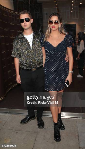 Rafferty Law and girlfriend Clementine Linares seen attending Magnum London - VIP launch party on July 5, 2018 in London, England.