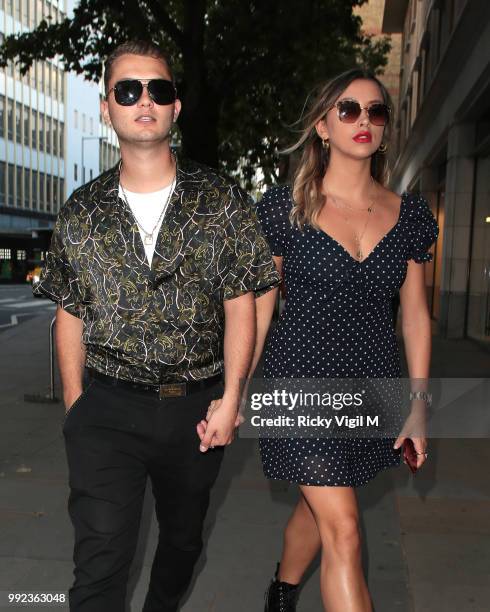 Rafferty Law and girlfriend Clementine Linares seen attending Magnum London - VIP launch party on July 5, 2018 in London, England.