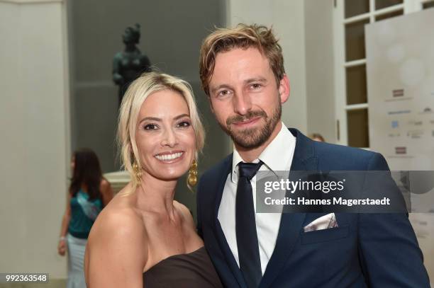 Sarah Winkhaus and Ben Blaskovic attend the Bernhard Wicki Award 2018 during the Munich Film Festival 2018 at Cuvilles Theatre on July 5, 2018 in...