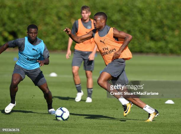 Chuba Akpom of Arsenal during a training session at London Colney on July 5, 2018 in St Albans, England.