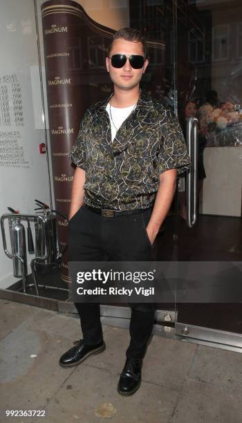 Rafferty Law seen attending Magnum London - VIP launch party on July 5, 2018 in London, England.