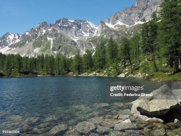 granite rocks on the shores of lago nero at alpe devero - top nero stock pictures, royalty-free photos & images