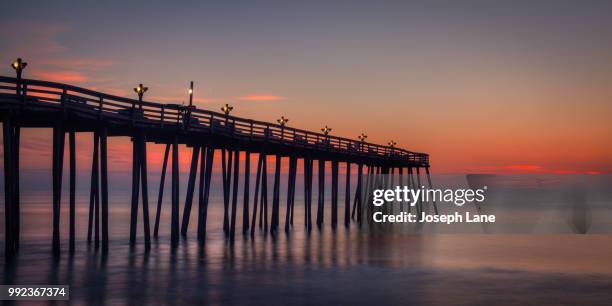 kitty hawk fishing pier - kitty hawk beach stock pictures, royalty-free photos & images