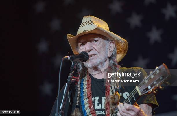 SInger-songwriter Willie Nelson performs onstage with Willie Nelson and Family during the 45th Annual Willie Nelson 4th of July Picnic at Austin360...