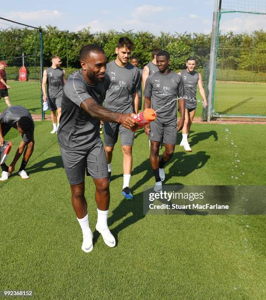 Alex Lacazette of Arsenal during a training session at London Colney on July 5, 2018 in St Albans, England.