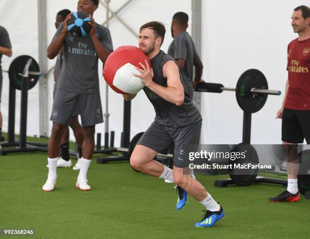 Carl Jenkinson of Arsenal during a training session at London Colney on July 5, 2018 in St Albans, England.