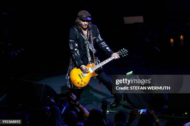 Actor Johnny Depp performs with The Hollywood Vampires band during the 52th Montreux Jazz Festival on July 5, 2018 in Montreux.