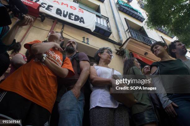 Anti-eviction activists protest against eviction in the building. First attempt to evict Pepi by Proindivisos S. L., Investment Company, and the...