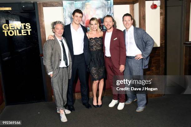 Dexter Fletcher, Max Irons, Margot Robbie, Simon Pegg and Nick Moran attend the UK special screening of 'Terminal' at Prince Charles Cinema on July...