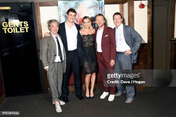 Dexter Fletcher, Max Irons, Margot Robbie, Simon Pegg and Nick Moran attend the UK special screening of 'Terminal' at Prince Charles Cinema on July...