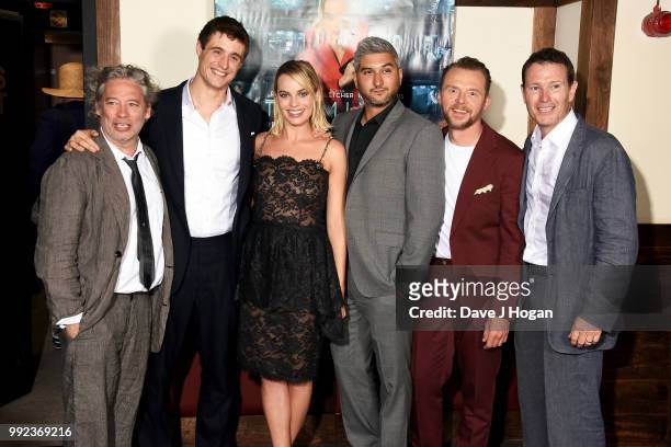 Dexter Fletcher, Max Irons, Margot Robbie, director Vaughn Stein, Simon Pegg and Nick Moran attend the UK special screening of 'Terminal' at Prince...