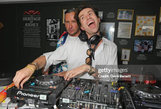 Fat Tony and Nick Grimshaw DJ at Kiehl's 'We Are Proud' party to celebrate Pride on July 5, 2018 in London, England.