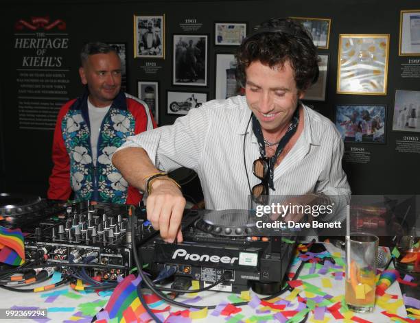 Fat Tony and Nick Grimshaw DJ at Kiehl's 'We Are Proud' party to celebrate Pride on July 5, 2018 in London, England.