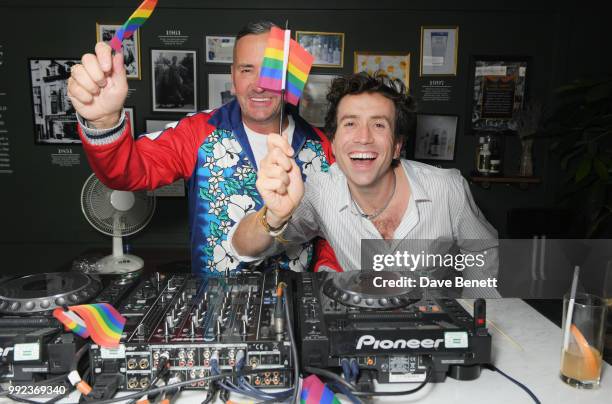 Fat Tony and Nick Grimshaw attend Kiehl's 'We Are Proud' party to celebrate Pride on July 5, 2018 in London, England.