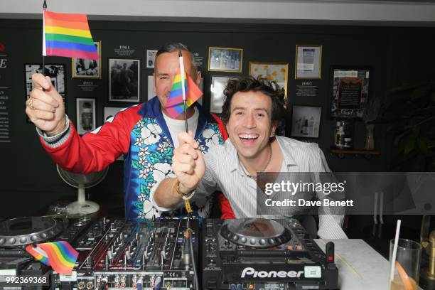 Fat Tony and Nick Grimshaw attend Kiehl's 'We Are Proud' party to celebrate Pride on July 5, 2018 in London, England.