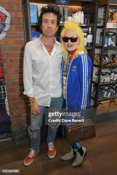 Nick Grimshaw and Pam Hogg attend Kiehl's 'We Are Proud' party to celebrate Pride on July 5, 2018 in London, England.