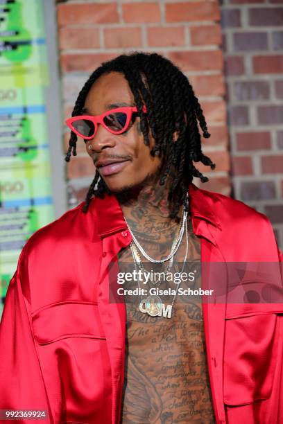 Wiz Khalifa attends the HUGO show during the Berlin Fashion Week Spring/Summer 2019 at Motorwerk on July 5, 2018 in Berlin, Germany.