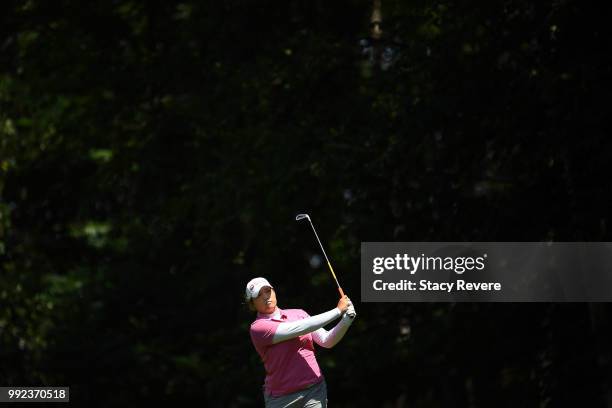 Ariya Jutanugarn of Thailand hits her approach shot on the first hole during the first round of the Thornberry Creek LPGA Classic at Thornberry Creek...