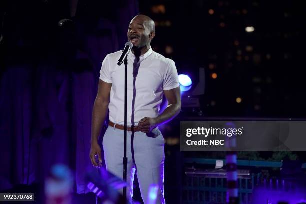 Pictured: Brandon Victor Dixon rehearses for the 2018 "Macy's Fourth of July Fireworks Spectacular" in New York City --