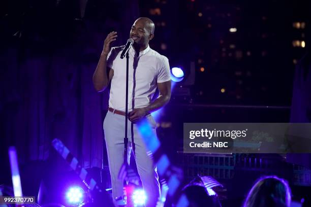 Pictured: Brandon Victor Dixon rehearses for the 2018 "Macy's Fourth of July Fireworks Spectacular" in New York City --
