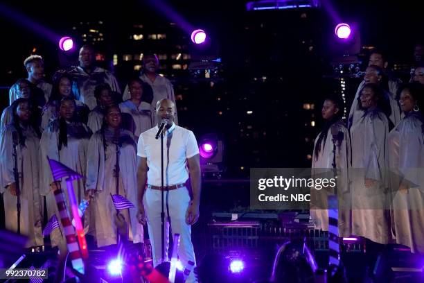 Pictured: Brandon Victor Dixon rehearses for the 2018 "Macy's Fourth of July Fireworks Spectacular" in New York City --