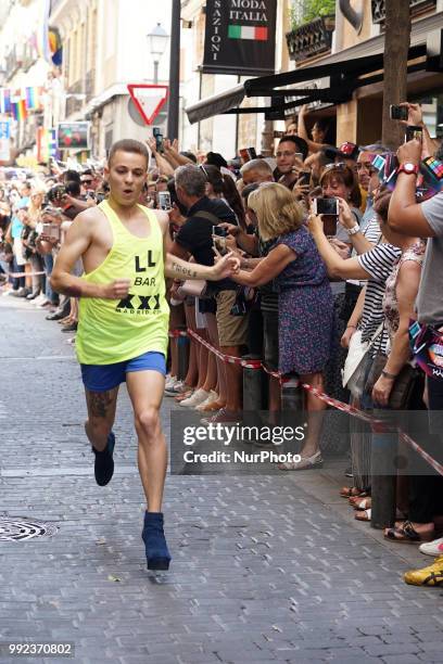 Participants take part in the traditional heels race of the LGBTI Pride, at the Pelayo Street, in Madrid, Spain, 05 July 2018