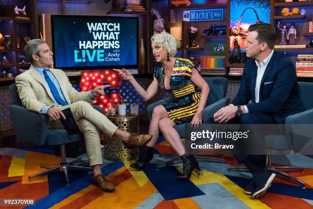 Pictured : Andy Cohen, Dorinda Medley and Willie Geist --