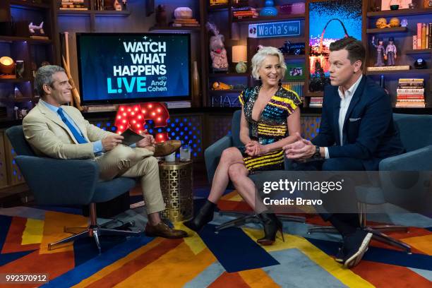 Pictured : Andy Cohen, Dorinda Medley and Willie Geist --