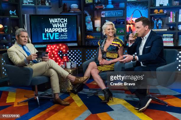 Pictured : Andy Cohen, Dorinda Medley and Willie Geist --