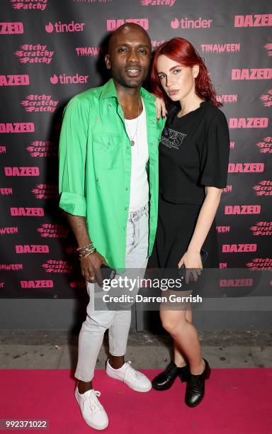 Geoff Cooper and Nikita Andrianova attend The Dazed and Tinder Pride Party Hosted by Tinaween and Itchy Scratchy Patchy at Her Upstairs Them...