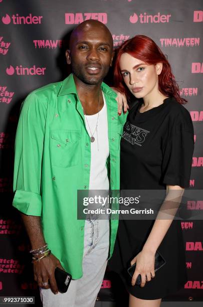 Geoff Cooper and Nikita Andrianova attend The Dazed and Tinder Pride Party Hosted by Tinaween and Itchy Scratchy Patchy at Her Upstairs Them...