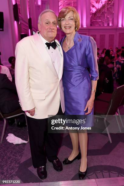 Fiona Woolf and guest attend the Pride In London Gala Dinner 2018 at The Grand Connaught Rooms on July 5, 2018 in London, England.