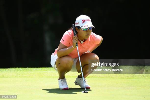 Nasa Hataoka of Japan lines up a putt on the second green during the first round of the Thornberry Creek LPGA Classic at Thornberry Creek at Oneida...