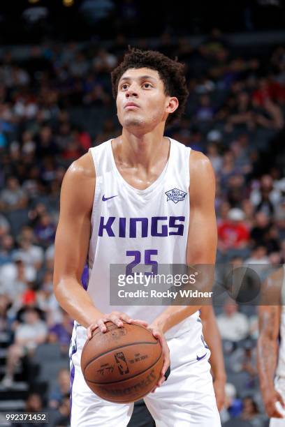 Justin Jackson of the Sacramento Kings shoots a free-throw against the Miami Heat during the 2018 Summer League at the Golden 1 Center on July 5,...