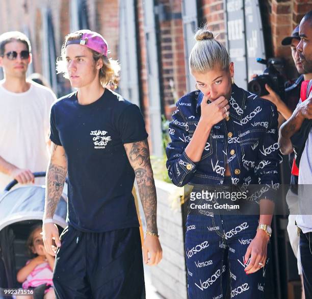 Justin Bieber and Hailey Baldwin out and about in Dumbo on July 5, 2018.