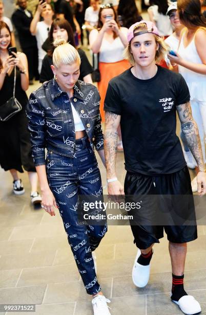 Justin Bieber and Hailey Baldwin out and about in Dumbo on July 5, 2018.