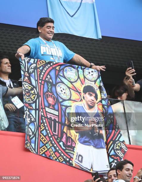 Diego Armando Maradona during the 2018 FIFA World Cup Russia group D match between Nigeria and Argentina at Saint Petersburg Stadium on June 26, 2018...