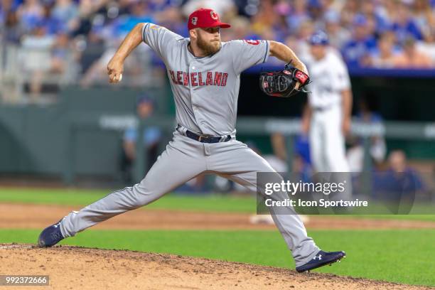 Cleveland Indians relief pitcher Neil Ramirez on the mound during the MLB American League Central Division game against the Kansas City Royals on...